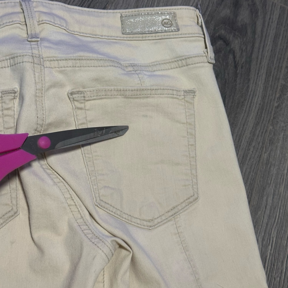 AG Adriano goldschmied The Reagan paneled zipper skinny ivory tan size 27 - Picture 10 of 11